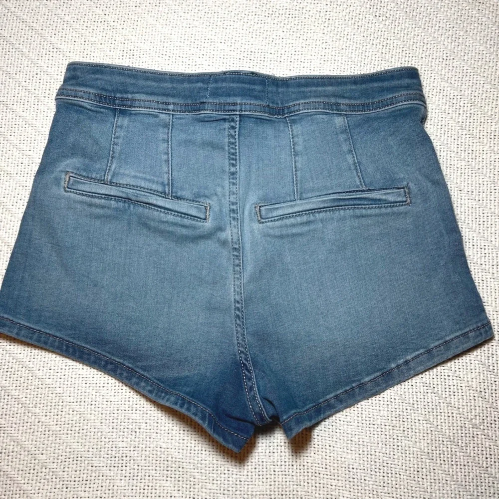 We The Free People Womens Blue Denim High Rise Exposed Zip Shorts Size 27